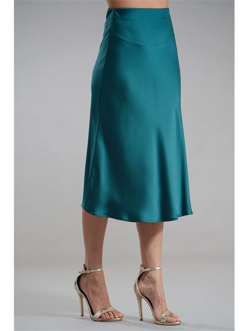 Gonna in raso Nualy | I25N6170VERDE BOSCO